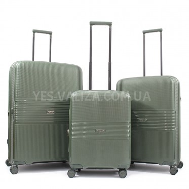 Набір валіз Франція (L M S-3шт) поліпропілен зелений/Airtex 251