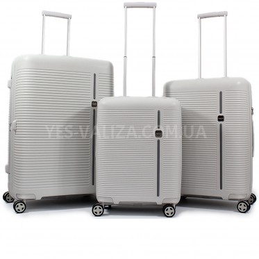 Набор чемоданов Франция (L M S-3шт) полипропилен серый/Airtex 252