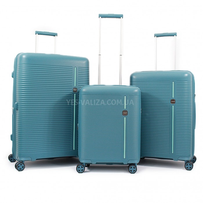 Набір валіз Франція (L M S-3шт) поліпропілен синій/Airtex 252, фото 1