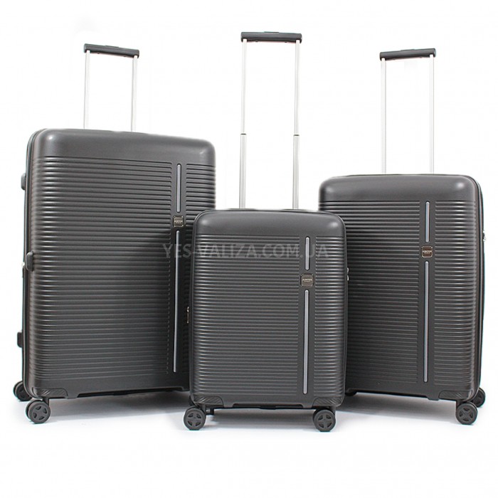 Набор чемоданов Франция (L M S-3шт) полипропилен чёрный/Airtex 252, фото 1