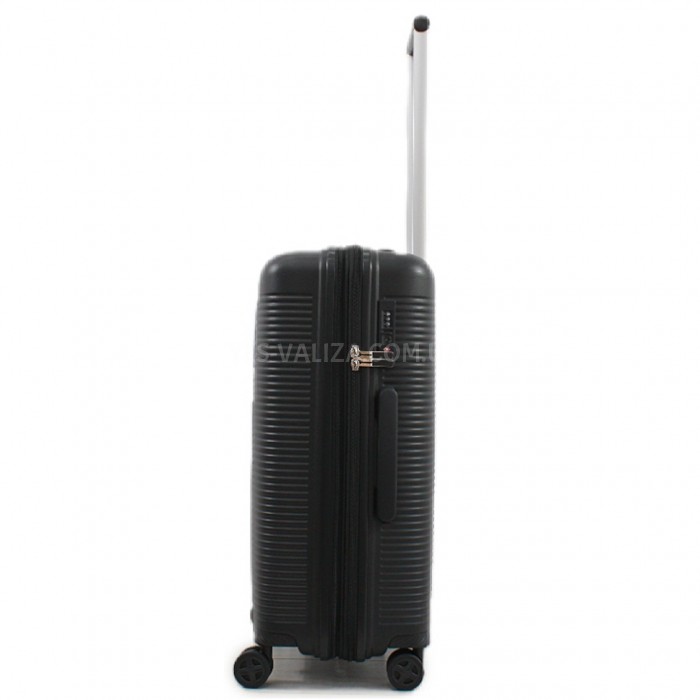 Валіза середня M поліпропілен чорна 68х48х27+5/79л/4кг/Airtex 252, фото 4