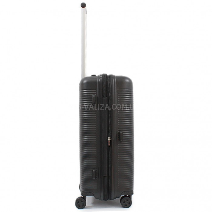 Валіза середня M поліпропілен чорна 68х48х27+5/79л/4кг/Airtex 252, фото 5