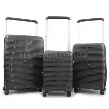 Набор чемоданов Франция (L M S-3шт) полипропилен чёрный/Airtex 648