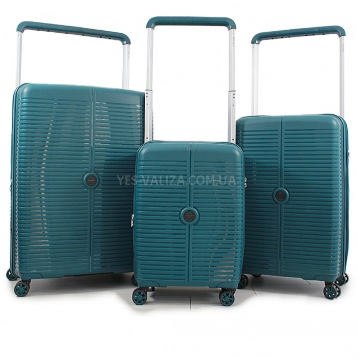 Набір валіз Франція (L M S-3шт) поліпропілен зелений/Airtex 648, фото 1