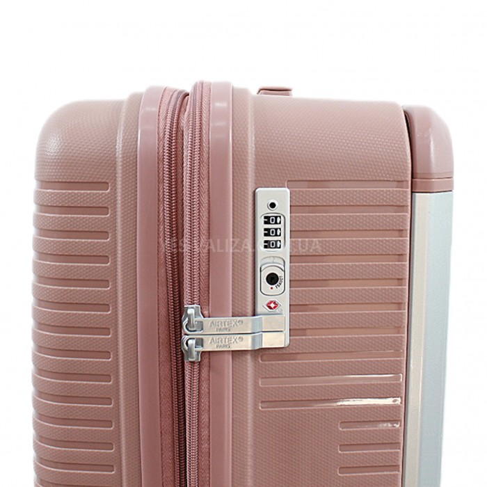 Чемодан ручная кладь S полипропилен пудра 55х39х23+5/46л/3.2кг/Airtex, фото 8