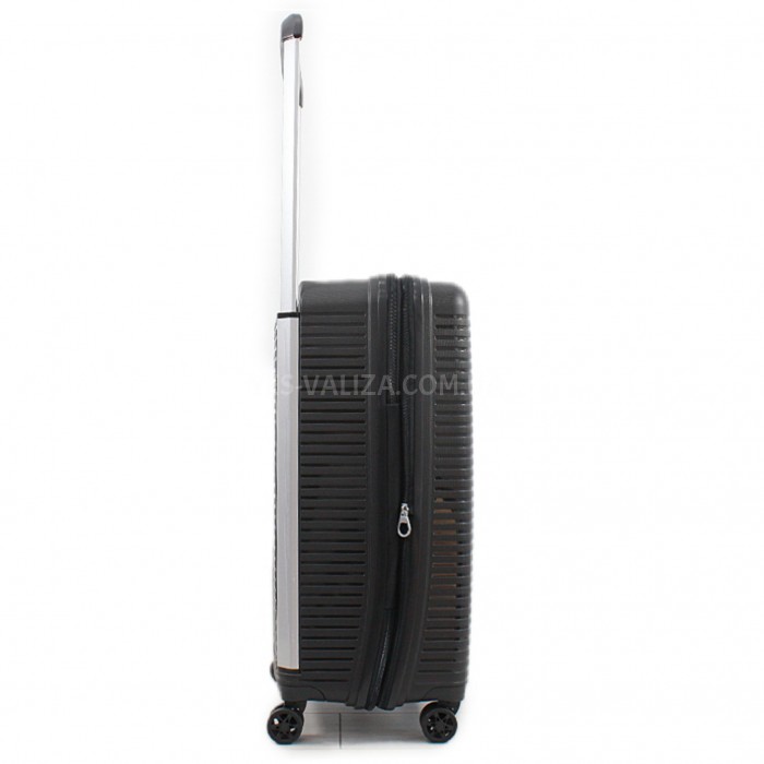 Валіза середня M поліпропілен чорна 68х44х28+5/79л/3.9кг/Airtex 648, фото 5