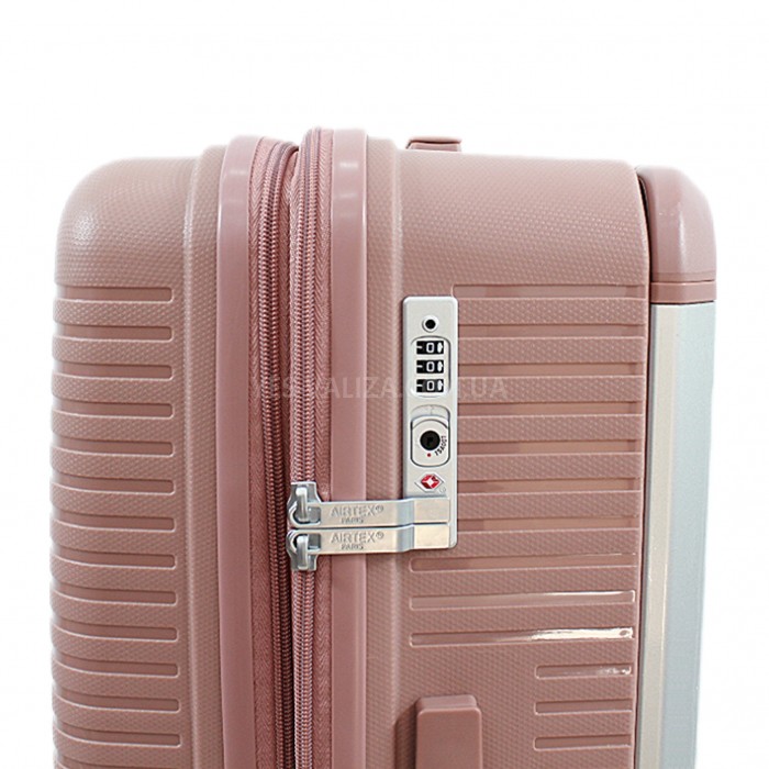 Валіза середня M поліпропілен пудра 68х44х28+5/79л/3.9кг/Airtex 648, фото 8