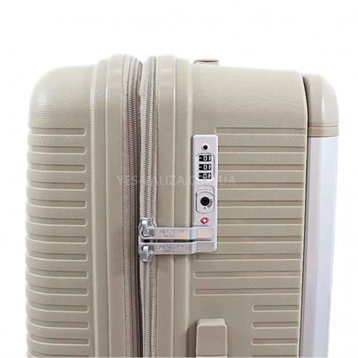 Валіза велика L поліпропілен шампань 78х54х32+5/129л/4.9кг/Airtex 648, фото 8