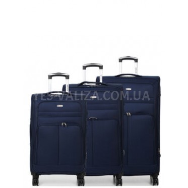 Набір валіз Франція (L M S-3шт) тканина синій/Worldline 619