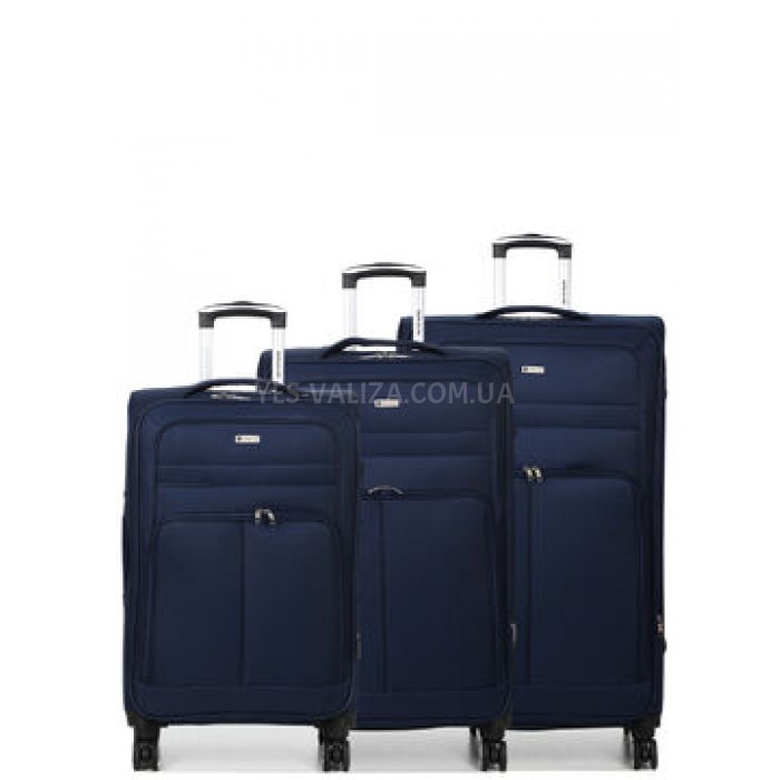 Набор чемоданов Франция (L M S-3шт) ткань синий/Worldline 619, фото 1