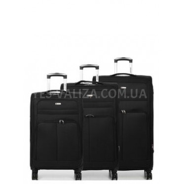 Набор чемоданов Франция (L M S-3шт) ткань чёрный/Worldline 619