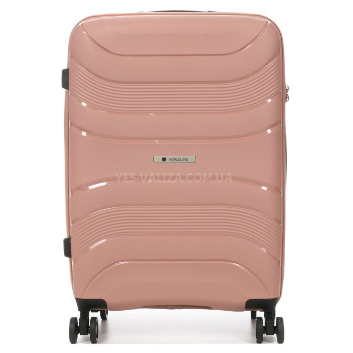 Валіза середня М поліпропілен пудра 65х43х25/63л/3.1кг/Worldline 288, фото 3