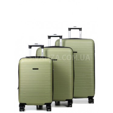 Набор чемоданов Франция (L M S-3шт) зелёный/Worldline 627