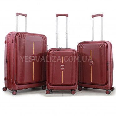 Набір валіз Франція (L M S-3шт) поліпропілен бордо/Airtex 647