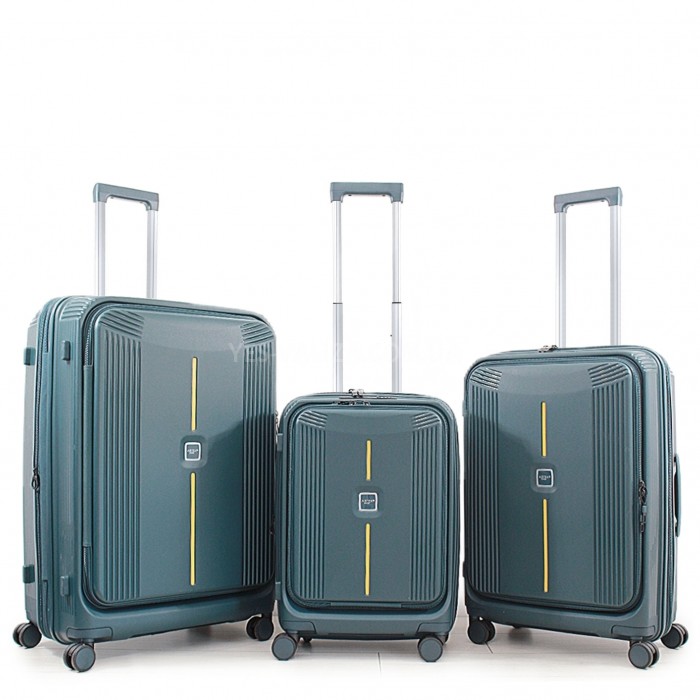 Набір валіз Франція (L M S-3шт) поліпропілен зелений/Airtex 647, фото 1