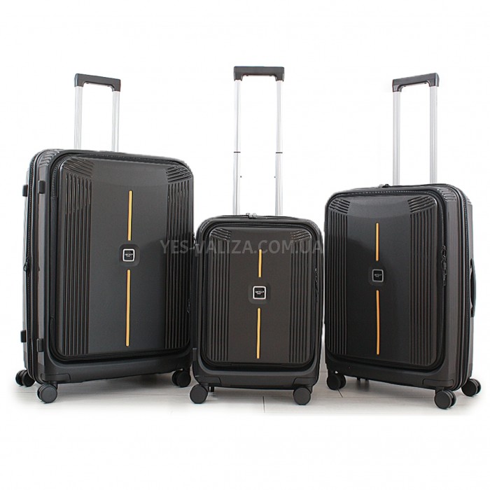 Набор чемоданов Франция (L M S-3шт) полипропилен чёрный/Airtex 647, фото 1
