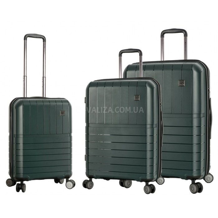 Набор чемоданов Франция (L M S-3шт) полипропилен зелёный/Snowbal 39403, фото 1