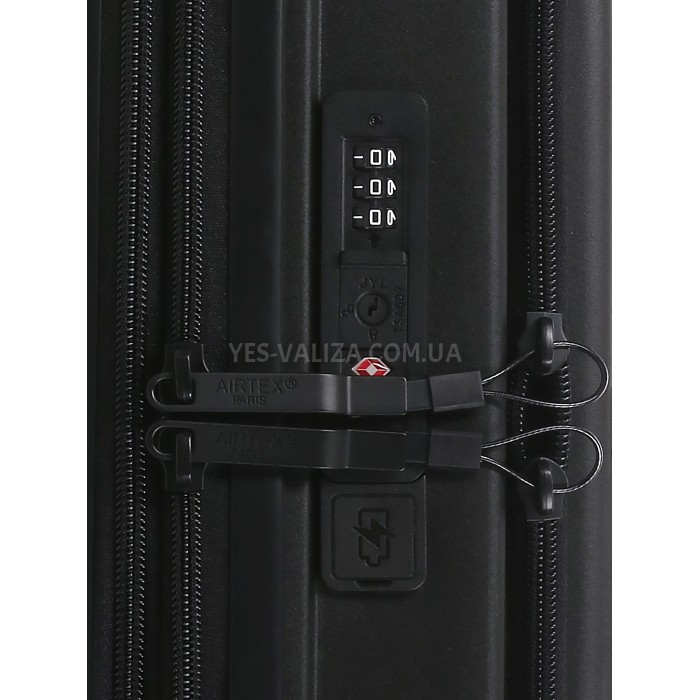 Чемодан ручная кладь S полипропилен чёрный 55х38х24+5/50л/3.4кг/Airtex, фото 8