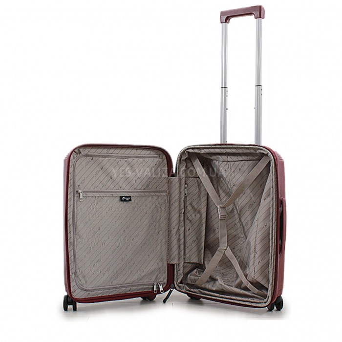 Чемодан ручная кладь S полипропилен бордо 55х38х24+5/50л/3.4кг/Airtex, фото 17