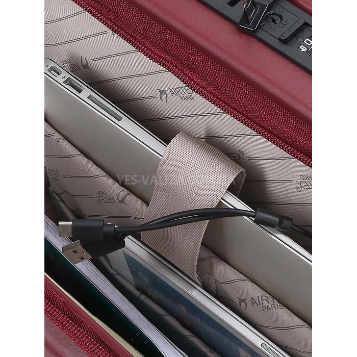 Чемодан ручная кладь S полипропилен бордо 55х38х24+5/50л/3.4кг/Airtex, фото 11