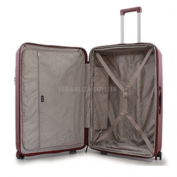 Чемодан большой L полипропилен бордо 76х53х31+5/129л/5.4кг/Airtex 647, фото 10