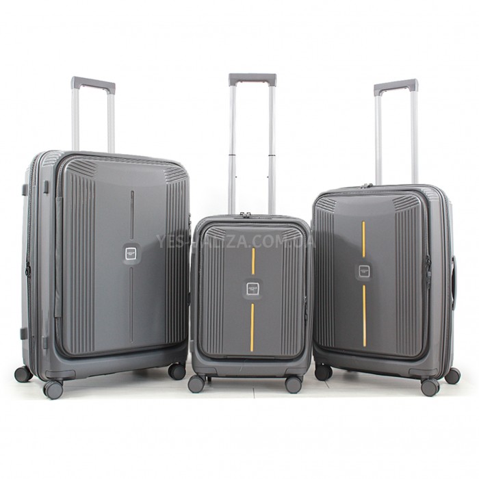 Набір валіз Франція (L M S-3шт) поліпропілен сірий/Airtex 647, фото 1