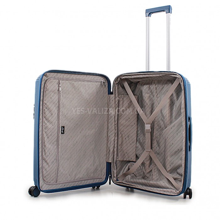 Валіза середня M поліпропілен синя 68х45х27+5/85л/4.2кг/Airtex 647, фото 10