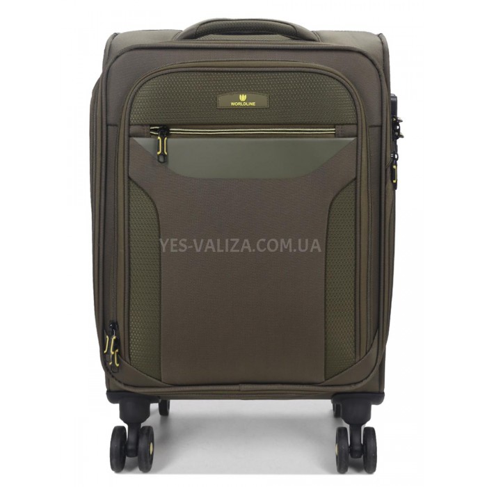 Валіза мала S тканина зелена 55х36х20+5/37л/2.8кг/Worldline 616, фото 3