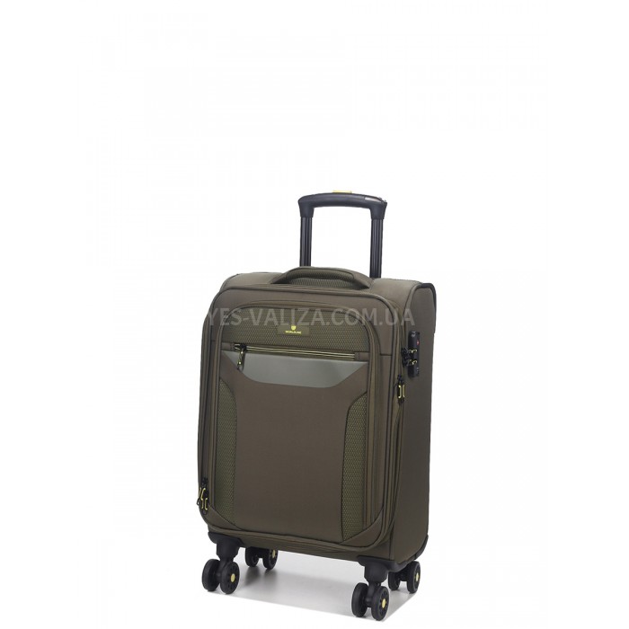 Чемодан малый S ткань зелёный 55х36х20+5/37л/2.8кг/Worldline 616, фото 2