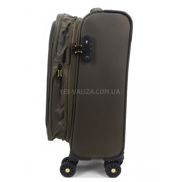 Чемодан малый S ткань зелёный 55х36х20+5/37л/2.8кг/Worldline 616, фото 8