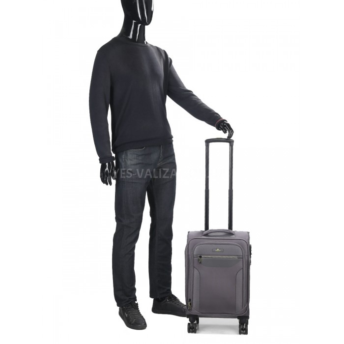 Валіза мала S тканина сіра 55х36х20+5/37л/2.8кг/Worldline 616, фото 16