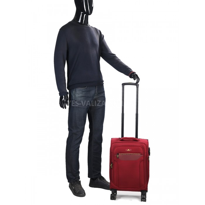 Валіза мала S тканина червона 55х36х20+5/37л/2.8кг/Worldline 616, фото 17
