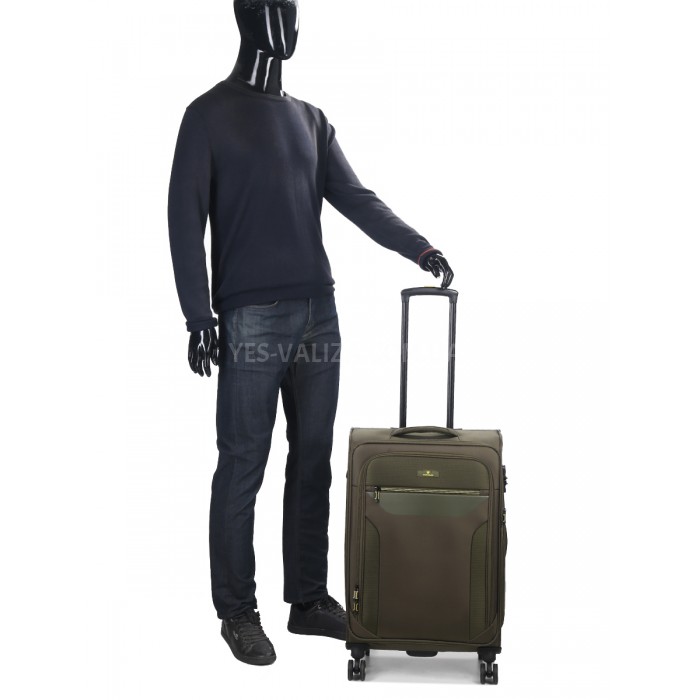 Валіза середня M тканина зелена 69х43х27+5/67л/3.7кг/Worldline 616, фото 17