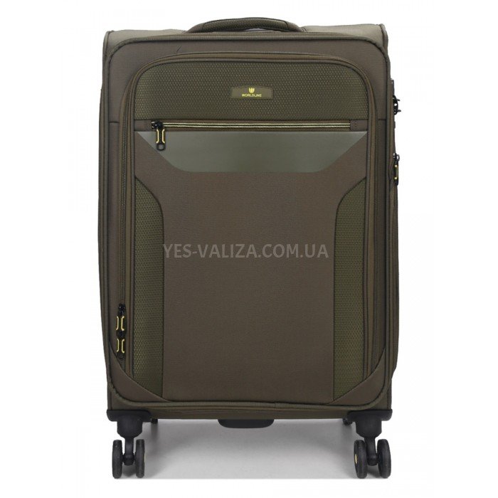Чемодан средний M ткань зелёный 69х43х27+5/67л/3.7кг/Worldline 616, фото 3