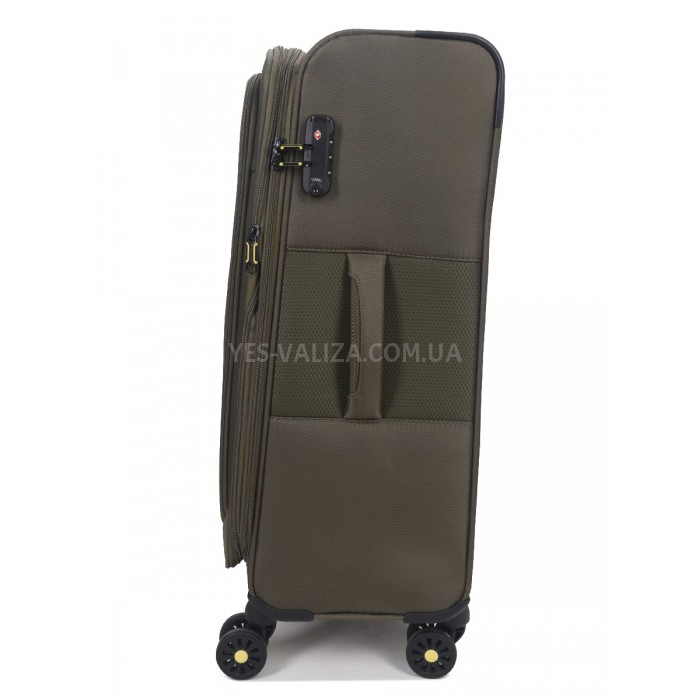 Чемодан средний M ткань зелёный 69х43х27+5/67л/3.7кг/Worldline 616, фото 6
