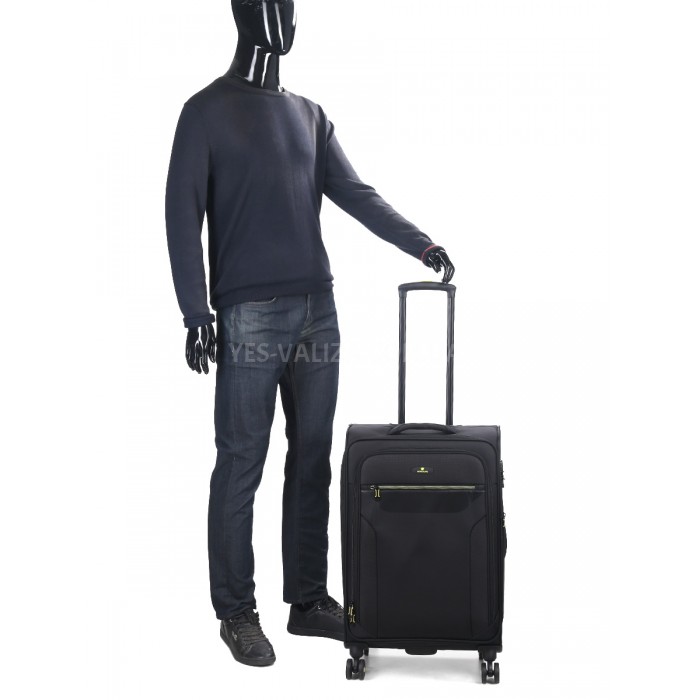 Валіза середня M тканина чорна 69х43х27+5/67л/3.7кг/Worldline 616, фото 17