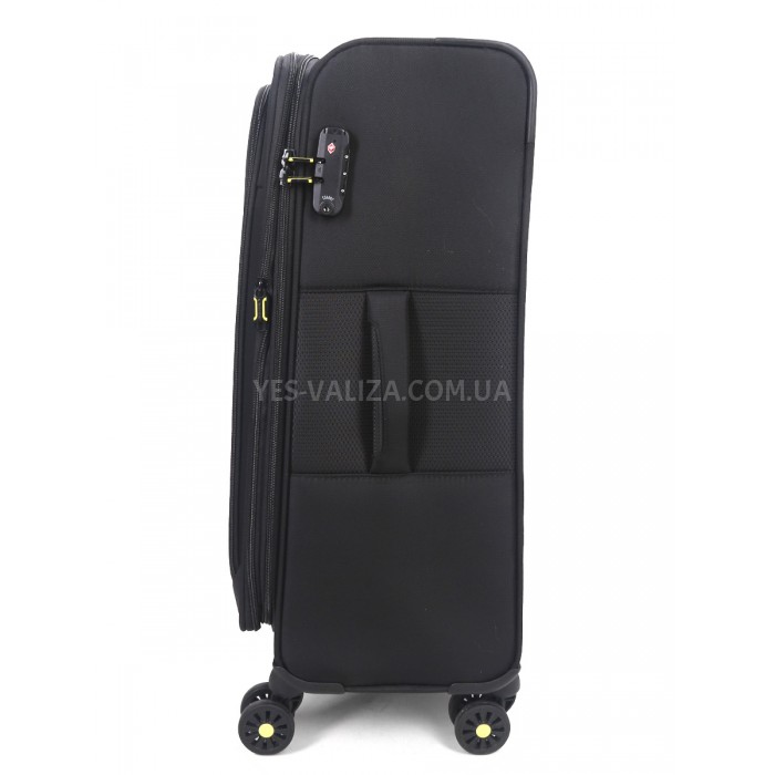 Чемодан средний M ткань чёрный 69х43х27+5/67л/3.7кг/Worldline 616, фото 6