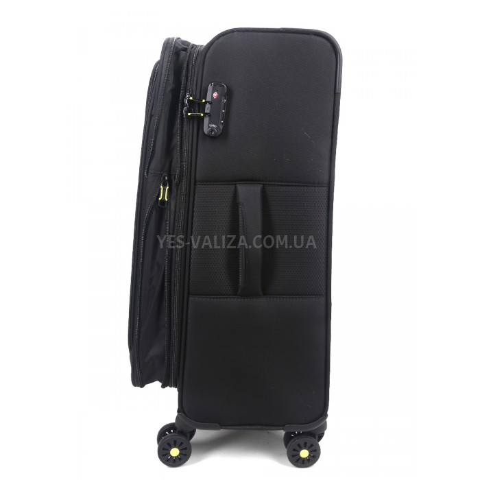 Чемодан средний M ткань чёрный 69х43х27+5/67л/3.7кг/Worldline 616, фото 8