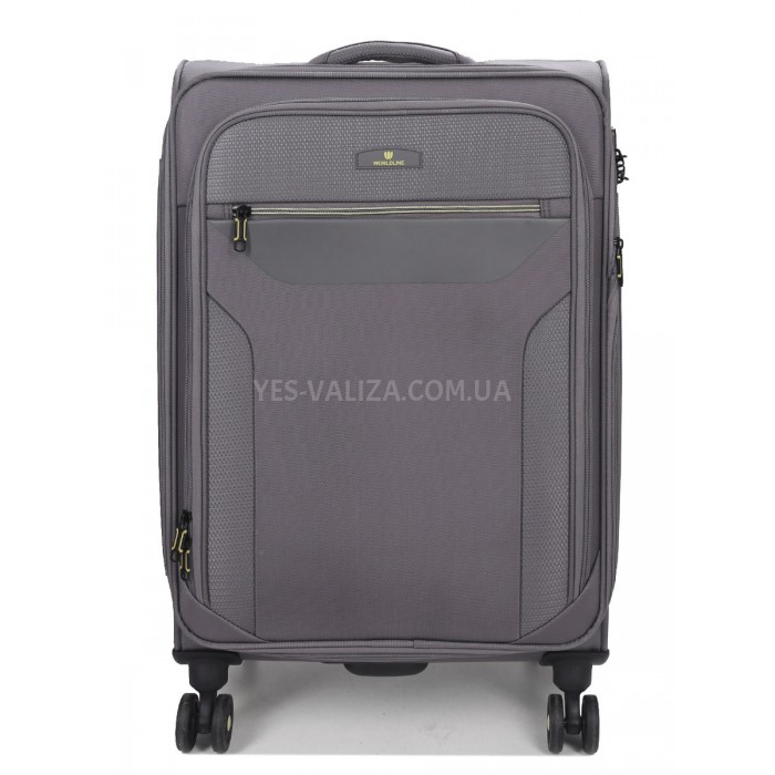 Валіза середня M тканина сіра 69х43х27+5/67л/3.7кг/Worldline 616, фото 3
