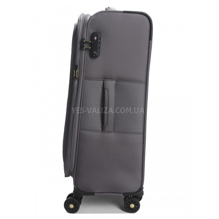 Чемодан средний M ткань серый 69х43х27+5/67л/3.7кг/Worldline 616, фото 6
