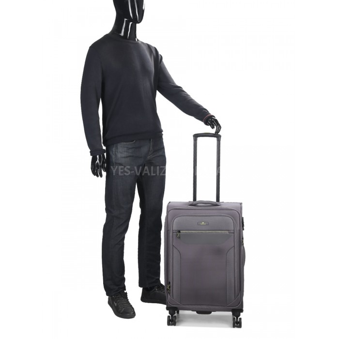 Валіза середня M тканина сіра 69х43х27+5/67л/3.7кг/Worldline 616, фото 16