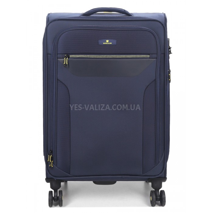 Чемодан средний M ткань синий 69х43х27+5/67л/3.7кг/Worldline 616, фото 3