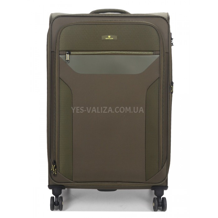 Валіза велика L тканина зелена 79х48х31+5/98л/4.4кг/Worldline 616, фото 3