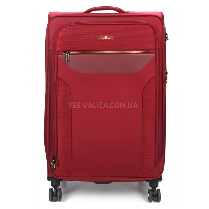 Чемодан большой L ткань красный 79х48х31+5/98л/4.4кг/Worldline 616, фото 3
