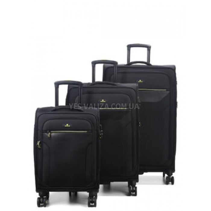 Набор чемоданов Франция (L M S-3шт) ткань чёрный/Worldline 616, фото 1