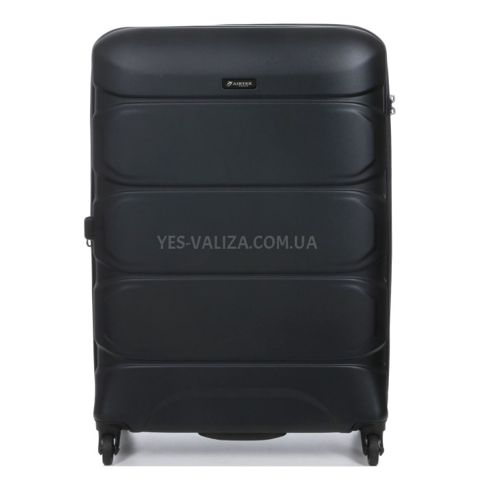 Чемодан большой L поликарбонат чёрный 76х53х30+4/128л/4.6кг/Airtex 748, фото 3