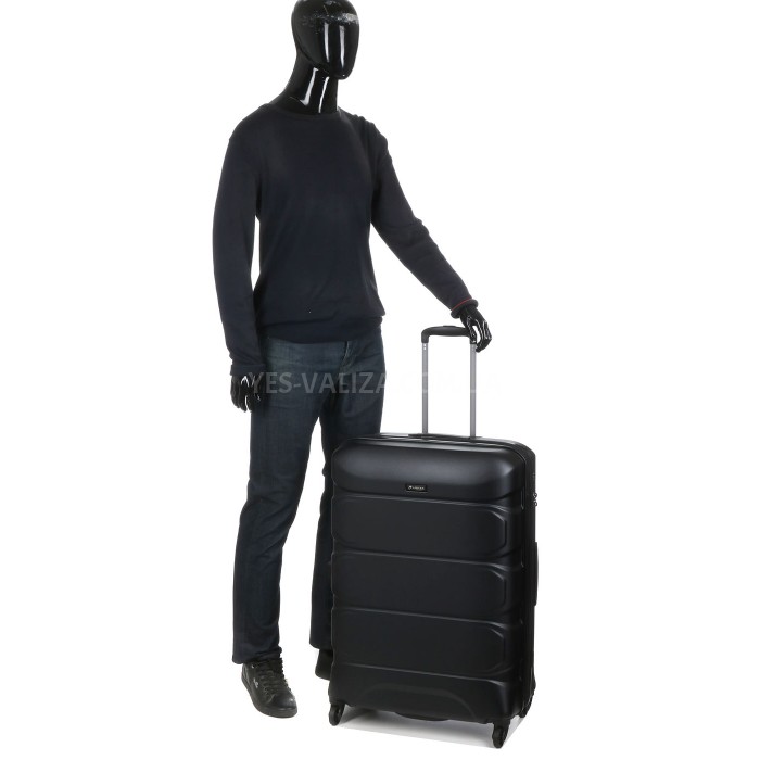 Чемодан большой L поликарбонат чёрный 76х53х30+4/128л/4.6кг/Airtex 748, фото 16