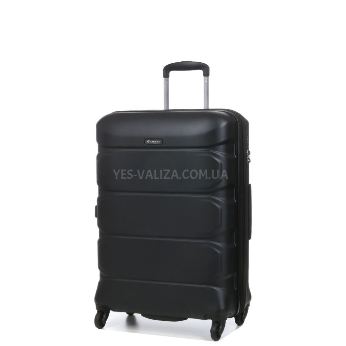 Валіза середня M полікарбонат чорна 66х46х26+4/77л/3.6кг/Airtex 748, фото 2