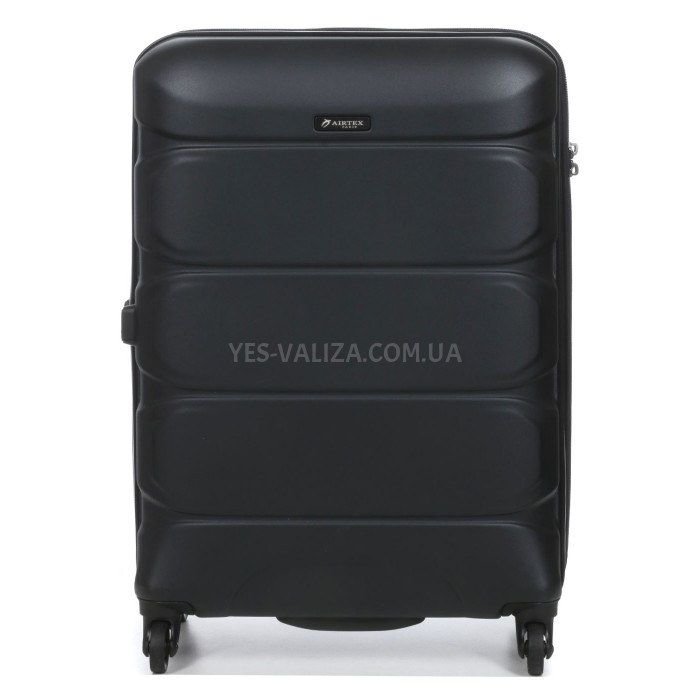 Валіза середня M полікарбонат чорна 66х46х26+4/77л/3.6кг/Airtex 748, фото 3