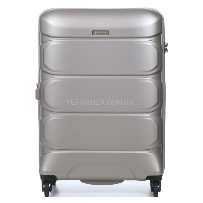 Валіза середня M полікарбонат шампань 66х46х26+4/77л/3.6кг/Airtex 748, фото 3